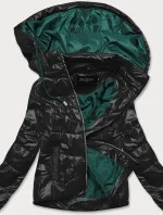 Černo-zelená dámská bunda s barevnou kapucí (BH2005)