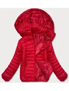 Dámská prošívaná bunda s kapucí červená (B0124-4)