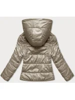 Krátká béžová dámská bunda s kapucí model 18841724 - S'WEST