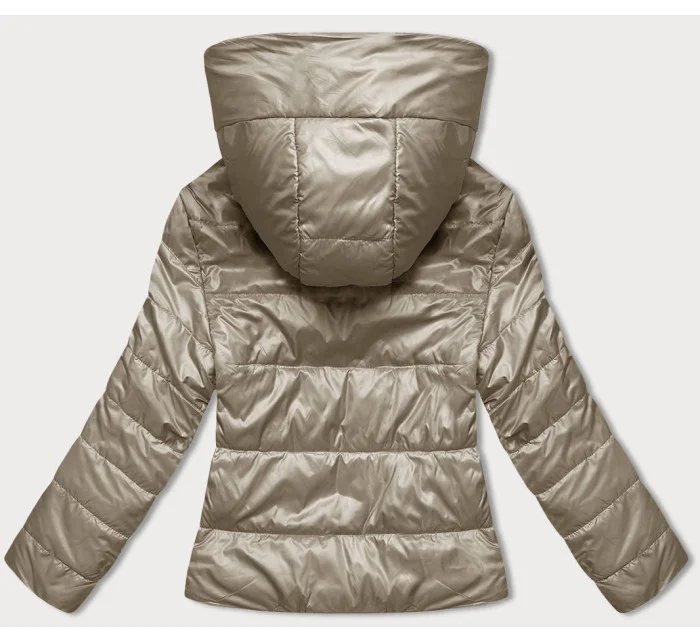 Krátká béžová dámská bunda s kapucí model 18841724 - S'WEST