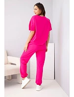 Dámský bavlněný komplet: halenka s krátkým rukávem a teplákové kalhoty fuchsiová