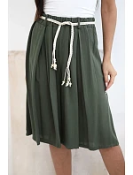 Dámské viskózové letní kraťasy s boho páskem khaki Dámské viskózové letní kraťasy s boho páskem khaki