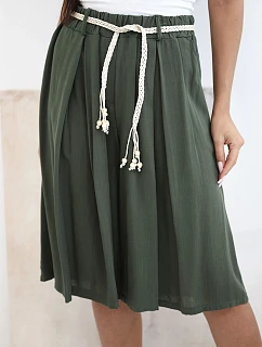 Dámské viskózové letní kraťasy s boho páskem khaki