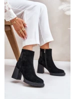 Semišové Kozačky Na Podpatku Zateplené D&A CR42-106 Černé