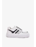 Dámské tenisky na platformě – bílo-černé Ofenale