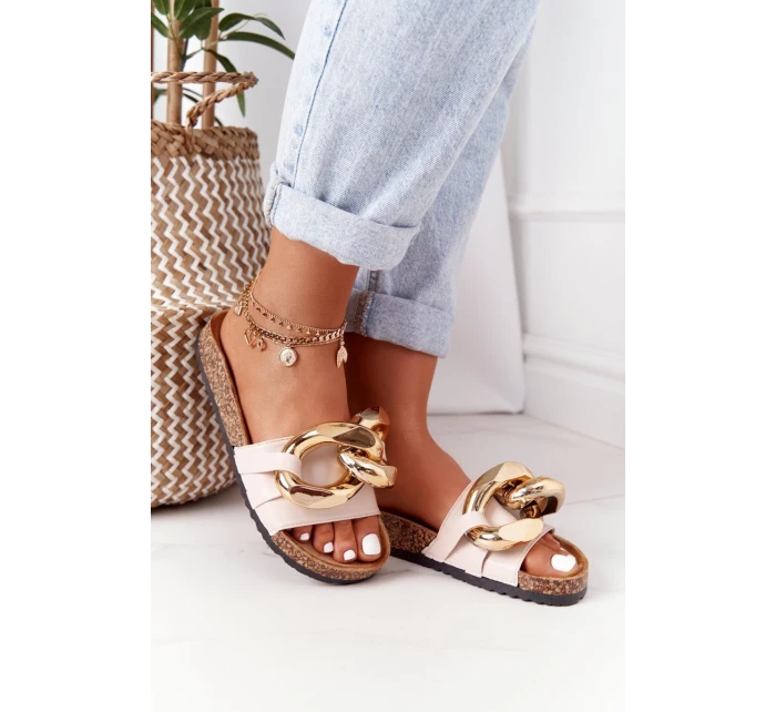 Nazouváky Na Korkové Podrážce S řetízkem Béžové model 21558029 - Boto Nazouváky Na Korkové Podrážce S řetízkem Béžové model 21558029 - Boto