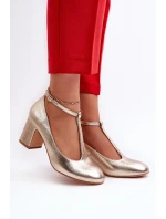 Lodičky Z Eko Kůže Na Podpatku Zlaté model 21661226 - Boto