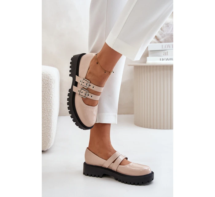 Dámské Lakované Polobotky S Pásky Béžové Terione