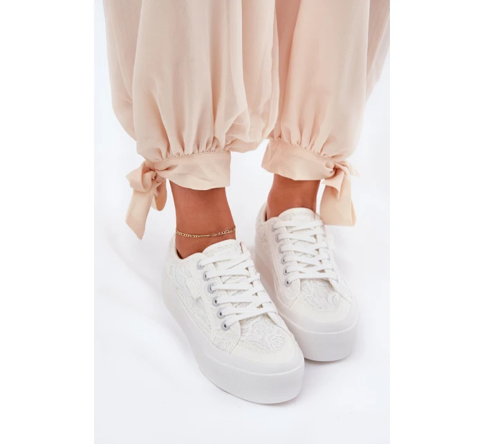 Dámské Krajkové Tenisky Big Star RR274747 Bílé