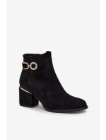 Zateplené dámské kotníkové boty se zlatými detaily na podpatku černé Dorisse