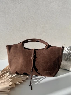 Kabelka z eko semiše čokoládová model 21808561 - Boto