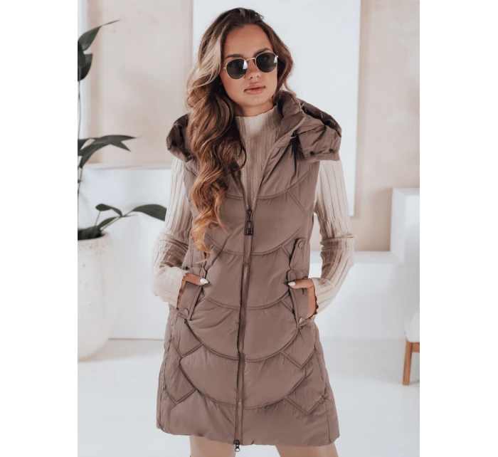 Dámská zateplená prošívaná vesta latte FashionStreet TY5104