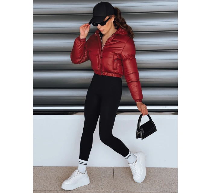 Dámská krátká zimní bunda s kapucí FashionStreet bordó TY5414