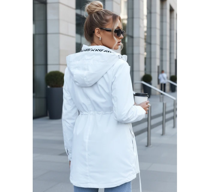 Kurtka parka damska z odpinanym kapturem biała FashionStreet TY5580