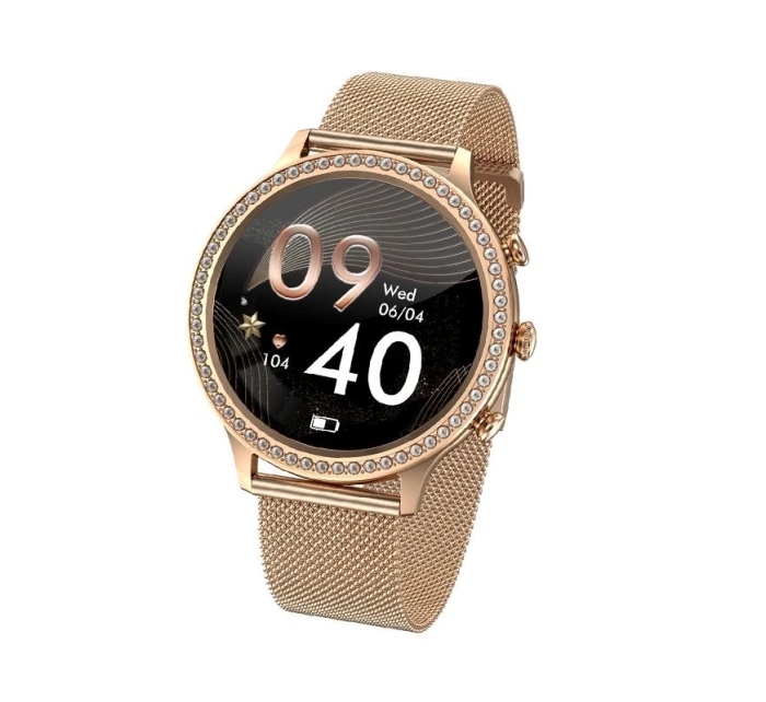 Dámské chytré hodinky VELTORI VT310-1 Zlatý náramek + růžový silikonový řemínek Dámské chytré hodinky VELTORI VT310-1 Zlatý náramek + růžový silikonový řemínek