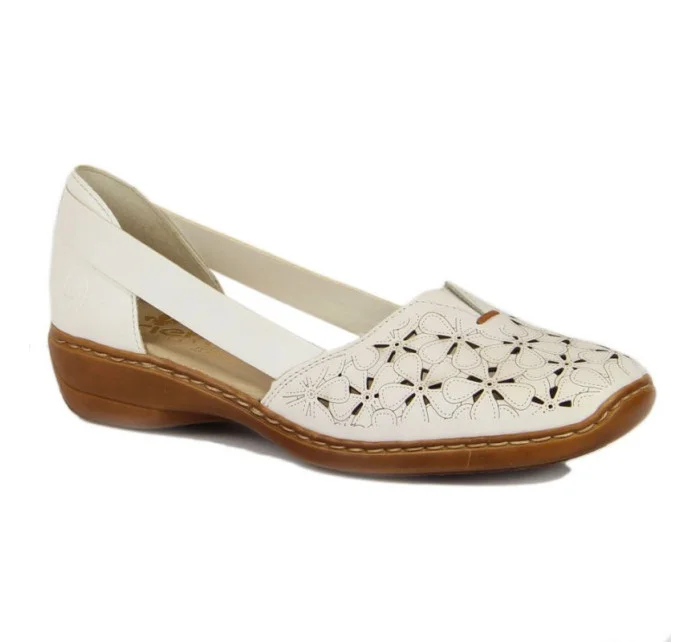 Rieker W RKR442B bílá ažurová kožená polobotka