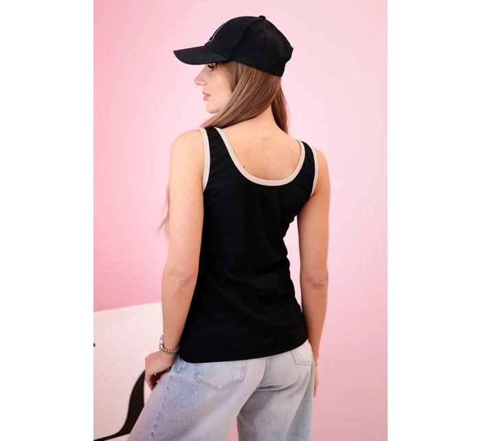 Dámská halenka na ramínka s ozdobným lemem černý