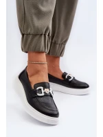 Dámské kožené mokasíny na platformě černé model 21655732 - S.Barski