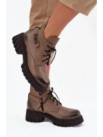 Dámské Kožené Kotníkové Boty S  Svrškem Béžové model 21744800 - Zazoo