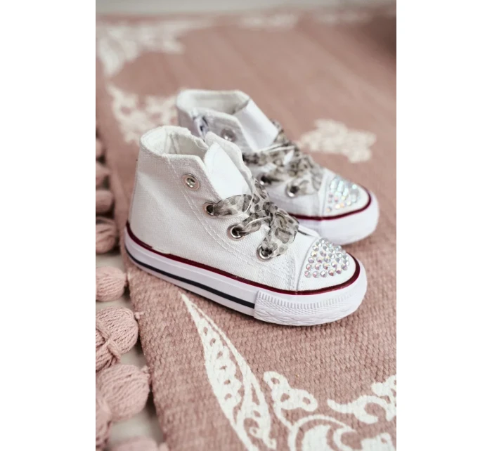 Dětské Tenisky Se Zirkony Bílé Smile