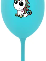 DUHOVÝ JEDNOROŽEC - tyrkysová sklenice na víno 350 ml
