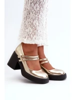 Lodičky na podpatku N381 zlaté - Step in style