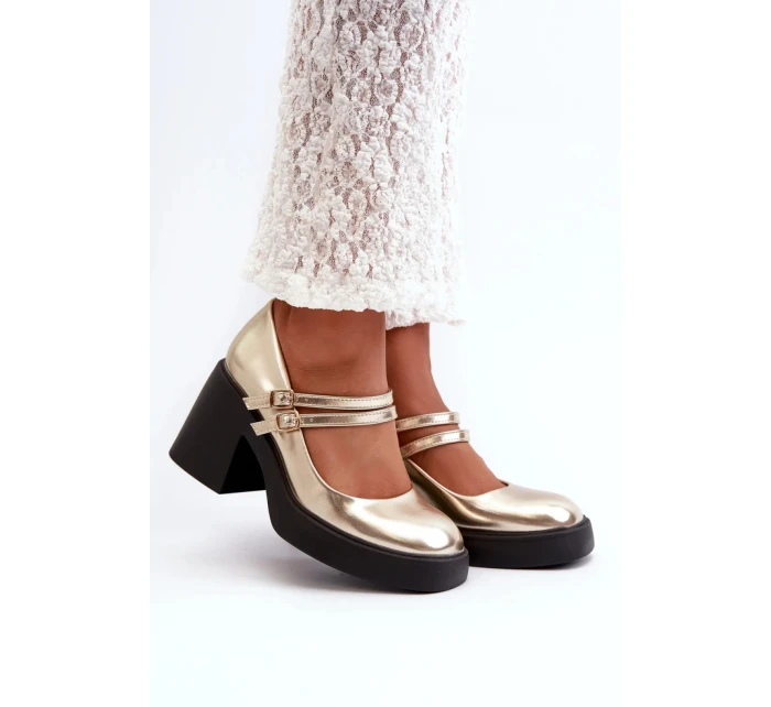Lodičky na podpatku N381 zlaté - Step in style