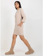 Dámské šaty LO SK LK model 21471962 Béžová s bílou Rue Paris - FPrice