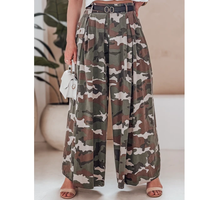 FLOWES tmavě zelená moro kalhotová sukně s páskem FashionStreet UY2561