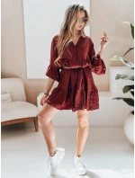 Letní mušelínové šaty LYVONNE vínové FashionStreet EY2614