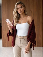 Kardigan damski oversize bez bordowy model 22371843 - FashionStreet