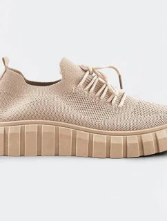 Béžové ažurové šněrovací boty (AA37)