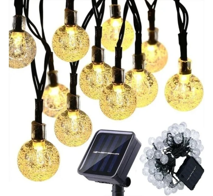 SOLÁRNÍ ZAHRADNÍ SVĚTLO GIRLANDA SOLÁRNÍ ŘETĚZ 4,9 M 40LED TEPLÁ BÍLÁ