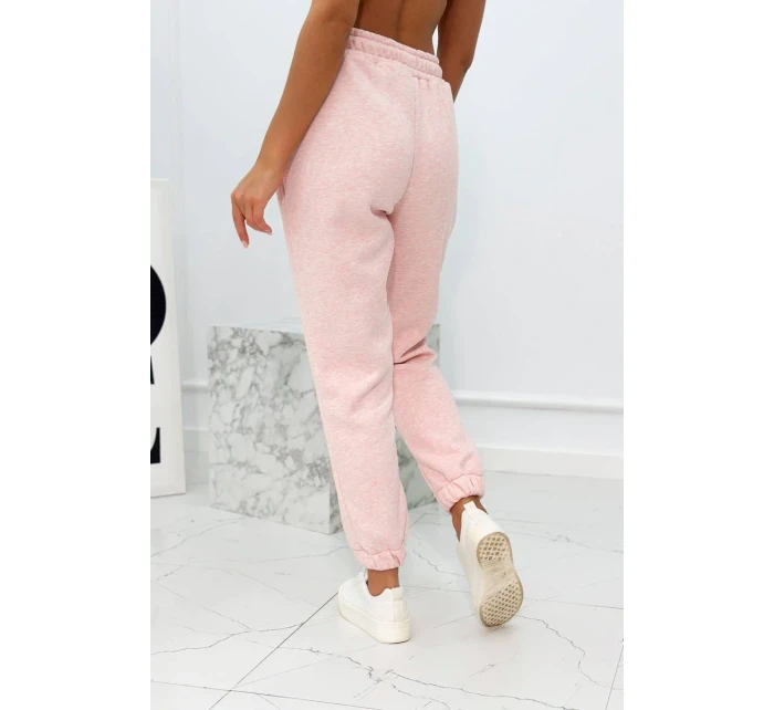 Zateplený set s mikinou s kapucí prášková růžová melanž Zateplený set s mikinou s kapucí prášková růžová melanž