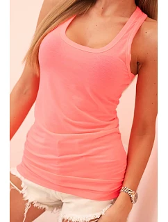 Dámská tílko z bavlny s kulatým výstřihem neonově růžový