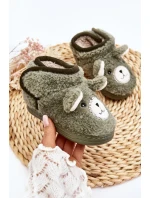 Dětské vyhřívané pantofle se zeleným medvídkem model 21641182 - Boto Dětské vyhřívané pantofle se zeleným medvídkem model 21641182 - Boto