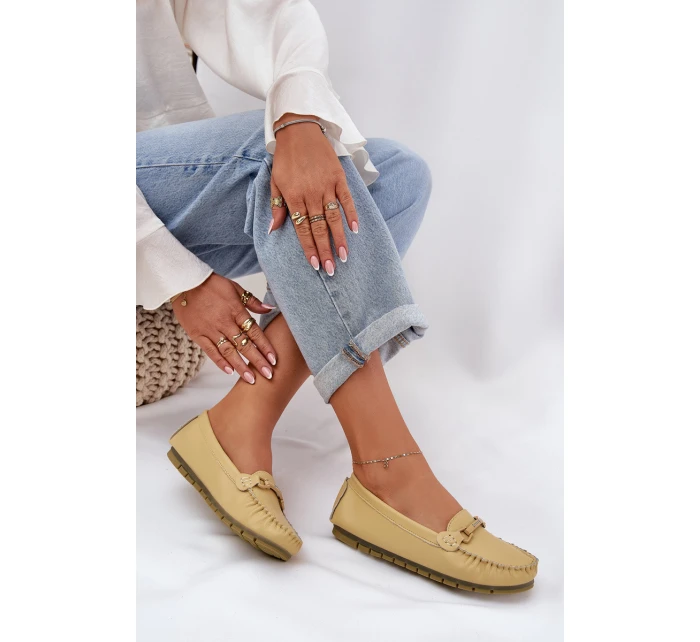 Ploché Kožené Mokasíny S Ozdobou model 21686049 Žluté - S.Barski