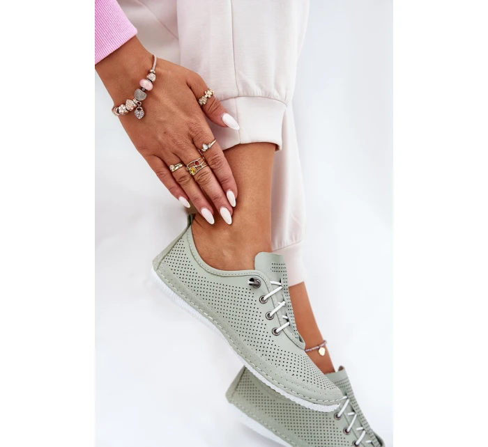 Dámské Kožené Polobotky Z Přírodní Kůže Artiker 54C0833 Světle Zelené Dámské Kožené Polobotky Z Přírodní Kůže Artiker 54C0833 Světle Zelené