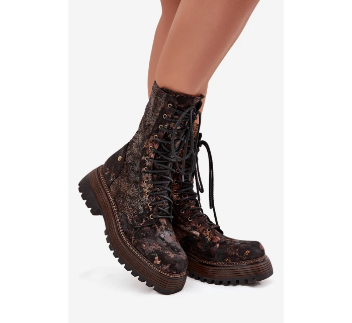 Dámské Kožené Workery Work Shoes  Zlato model 21725128 - Maciejka