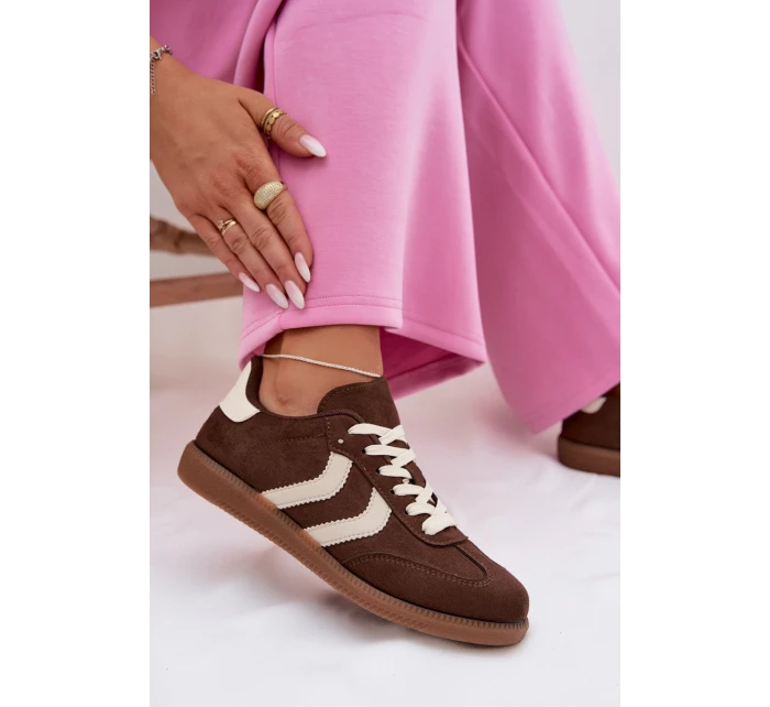 Dámské tenisky z eko semiše čokoládové model 22027752 - EVENTO