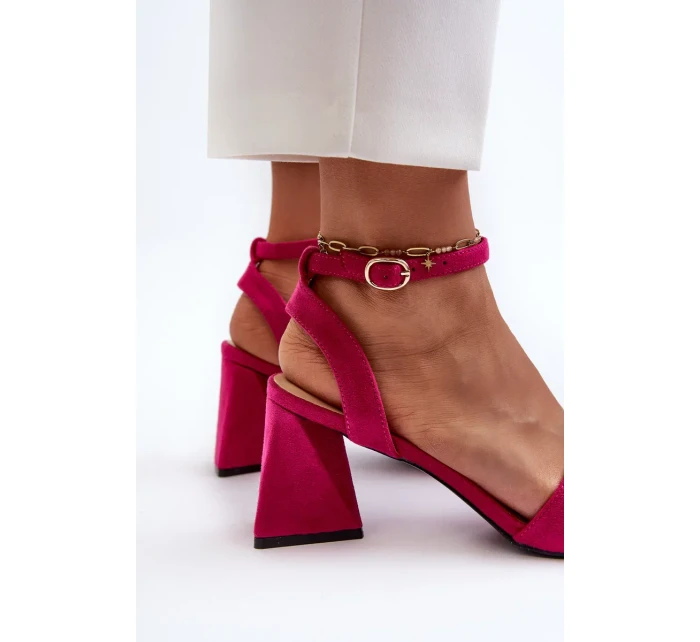Dámské sandály na vysokém podpatku vyrobené z Eco Suede Fuchsia Upttima Dámské sandály na vysokém podpatku vyrobené z Eco Suede Fuchsia Upttima