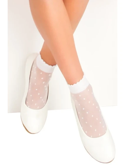 Dívčí ponožky 20DEN Bílé puntíkované model 20868314 - Noviti