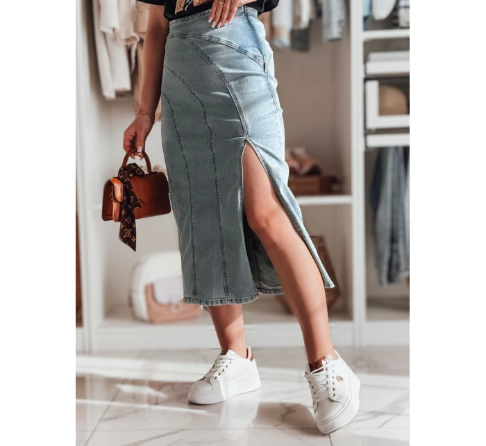 Džínová midi sukně s rozparkem MORETES modrá FashionStreet CY0481