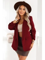 588-4 Dámské klasické sako s nabíranými rukávy - vínové 588-4 Dámské klasické sako s nabíranými rukávy - vínové