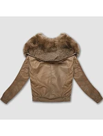 Kožená bunda s velkým kožešinovým límcem Glakate camel (LU98090#) Kožená bunda s velkým kožešinovým límcem Glakate camel (LU98090#)