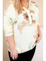 Dámská blůza Plus Size z viskózy s kapucí a květinovým vzorem žlutá Dámská blůza Plus Size z viskózy s kapucí a květinovým vzorem žlutá