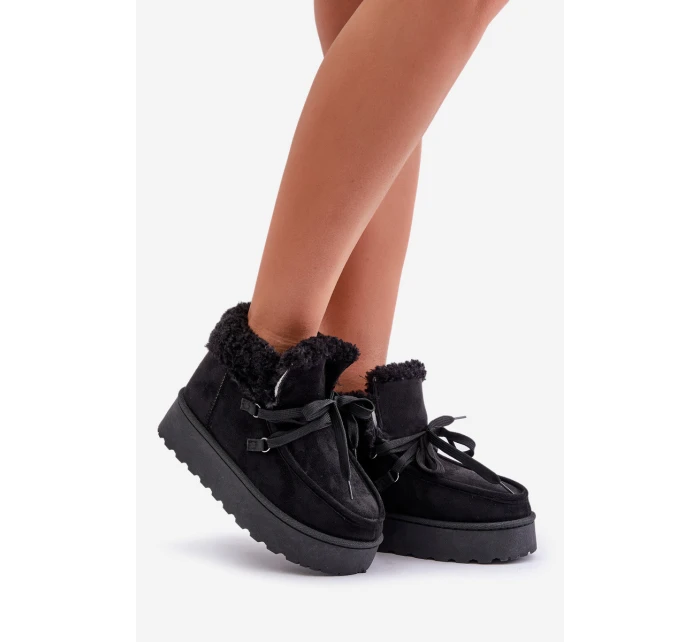 Dámské zavazovací sněžky s hrubou podrážkou černé Loso Dámské zavazovací sněžky s hrubou podrážkou černé Loso