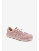Kožené semišové dámské tenisky s Růžové model 22100237 - Boto Kožené semišové dámské tenisky s Růžové model 22100237 - Boto