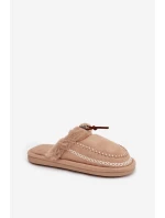 Dámské chlupaté papuče s kožíškem a výšivkou – béžové Perivelle Dámské chlupaté papuče s kožíškem a výšivkou – béžové Perivelle