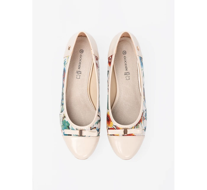 Luxusní dámské  lodičky vícebarevné na širokém podpatku